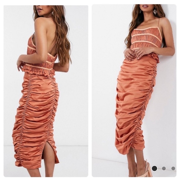 Asos Ruched Bodice MIDI Dress - Picture 1 of 8